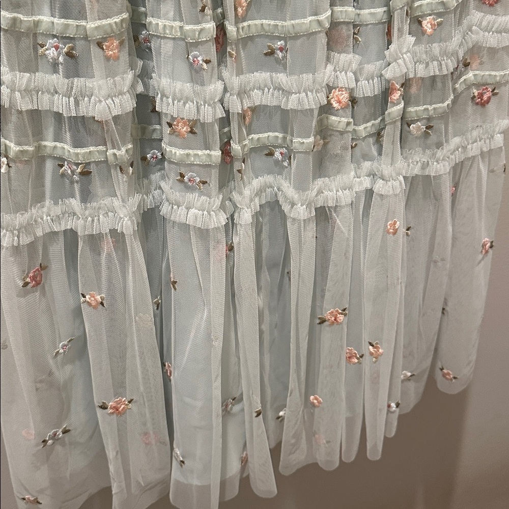 Mac Duggal Girls Ruffled Floral Embroidered Gown - Picture 8 of 15